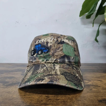 Vintage American Baseball Hat Snapback cap one size adjustable realtree camo Johnson farm
