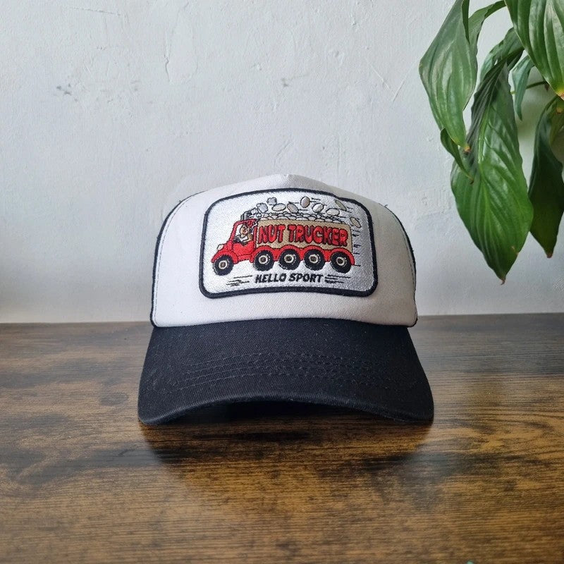 Vintage American Baseball Hat Snapback cap one size adjustable black white Nut trucker