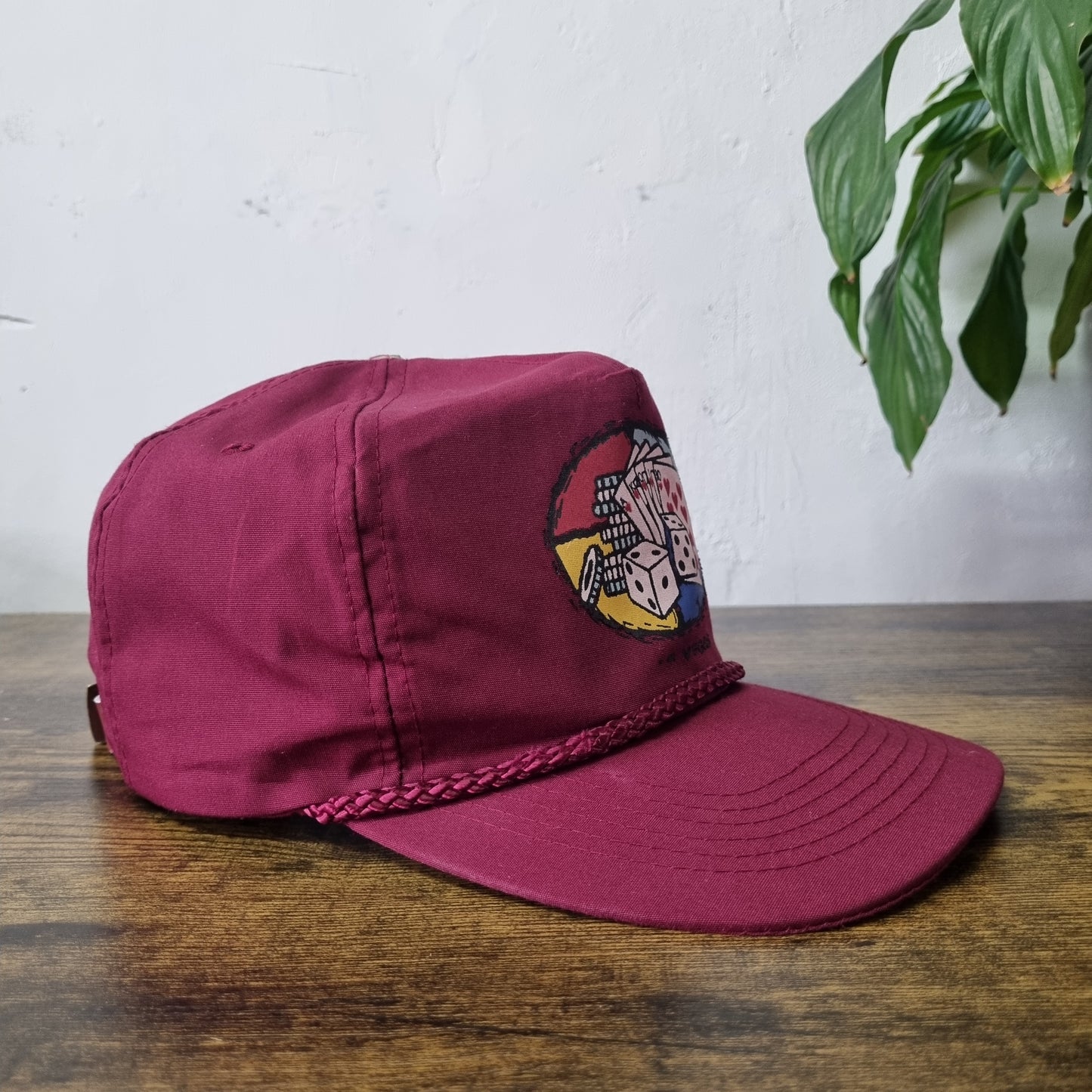 Vintage American Trucker Hat Snapback cap one size burgundy las vegas poker