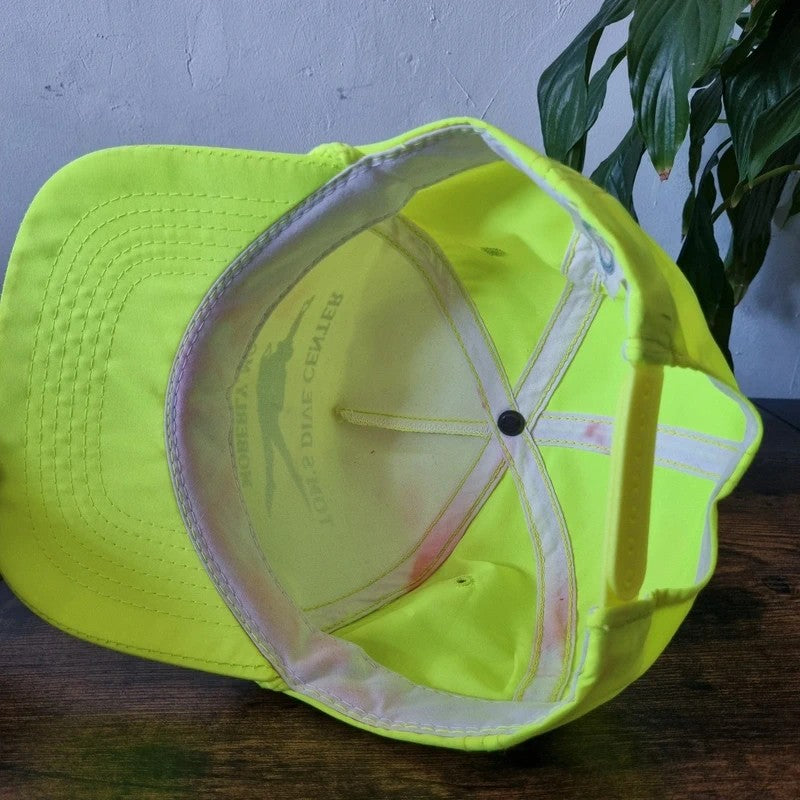 Vintage American Trucker Hat Snapback cap one size adjustable neon yellow Tom's dive centre