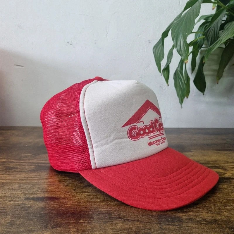 Vintage American Trucker Hat Snapback cap one size adjustable red white good cents