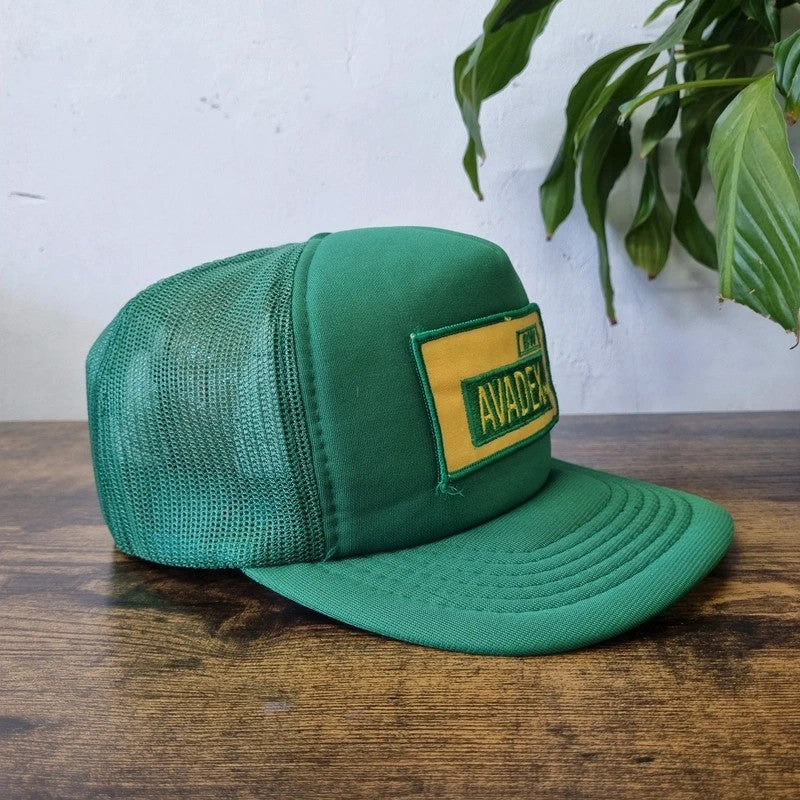 Vintage American Trucker Hat Snapback cap one size adjustable green Avadex