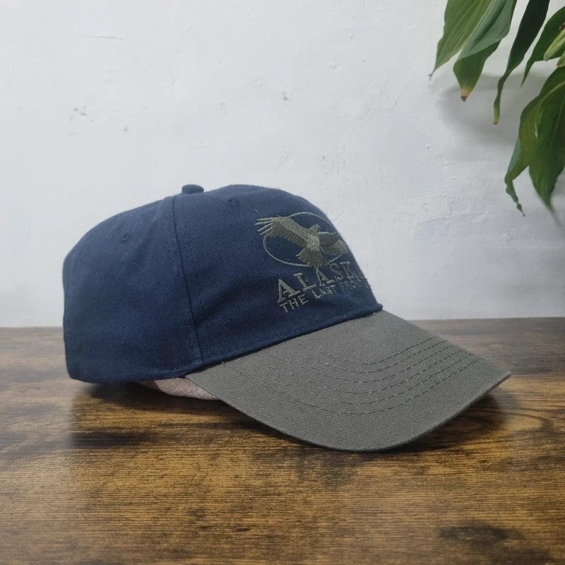 Vintage American Baseball Hat Snapback cap one size adjustable navy grey alaska eagle