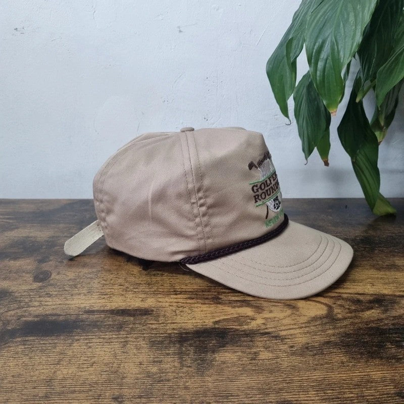 Vintage American Trucker Hat Snapback cap one size adjustable beige golfers roundup golf