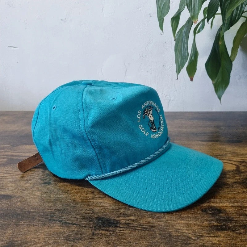 Vintage American Trucker Hat Snapback cap one size adjustable turquoise blue golf