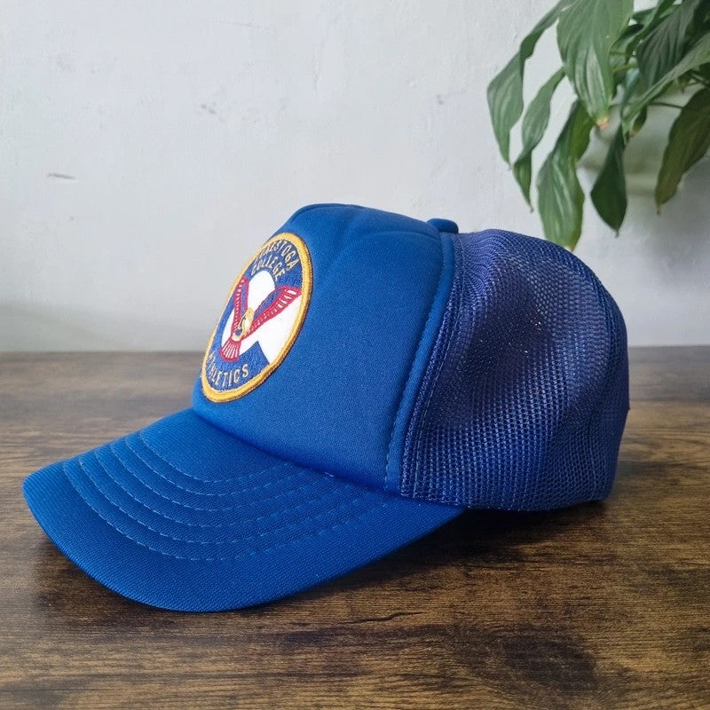 Vintage American Trucker Hat Snapback cap one size adjustable blue Conestoga College