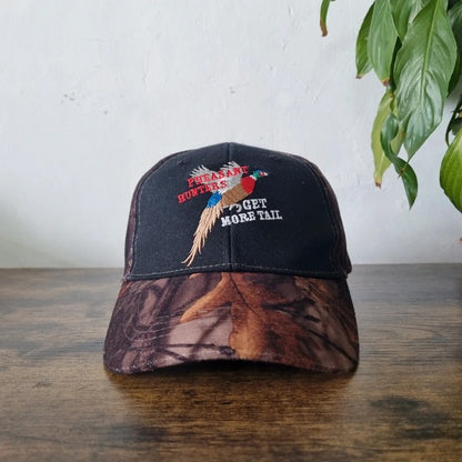 Vintage American Baseball Hat Snapback cap one size adjustable black brown pheasant