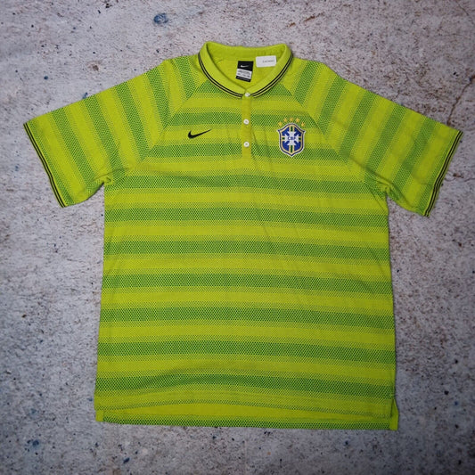 Nike Brazil Polo Shirt Jersey 2014 World Cup Green Size XXL