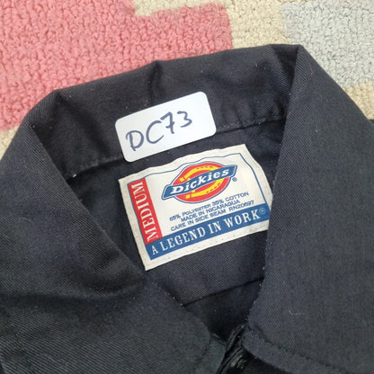 Vintage Dickies Boxy Fit Cropped Shirt Short Sleeve Medium plain Black Button Up Skater Y2K Surf