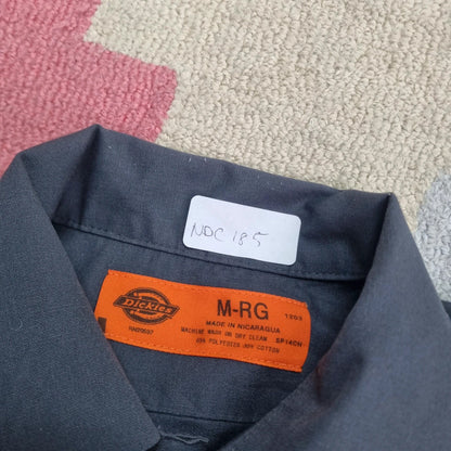 Vintage Dickies Boxy Fit Cropped Shirt long Sleeve Medium plain Grey Button Up Skater Y2K Surf