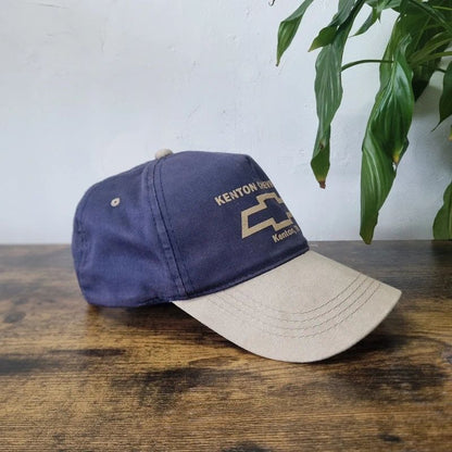 Vintage American baseball Hat Snapback cap one size adjustable navy beige Chevrolet dealer