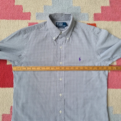 Vintage Ralph Lauren Boxy Fit Cropped Shirt Long Sleeve small checked Black Button Up Skater Y2K