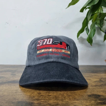 Vintage American Baseball Hat Snapback cap one size adjustable grey black Plumbing wrench