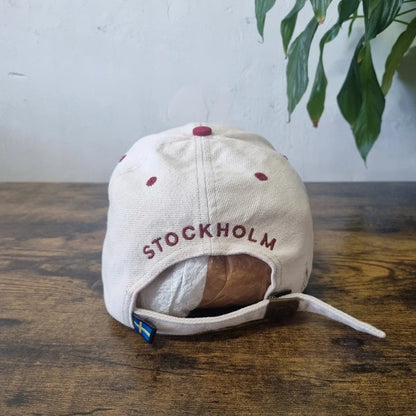 Hard Rock cafe stockholm Baseball Hat Snapback cap one size adjustable beige red