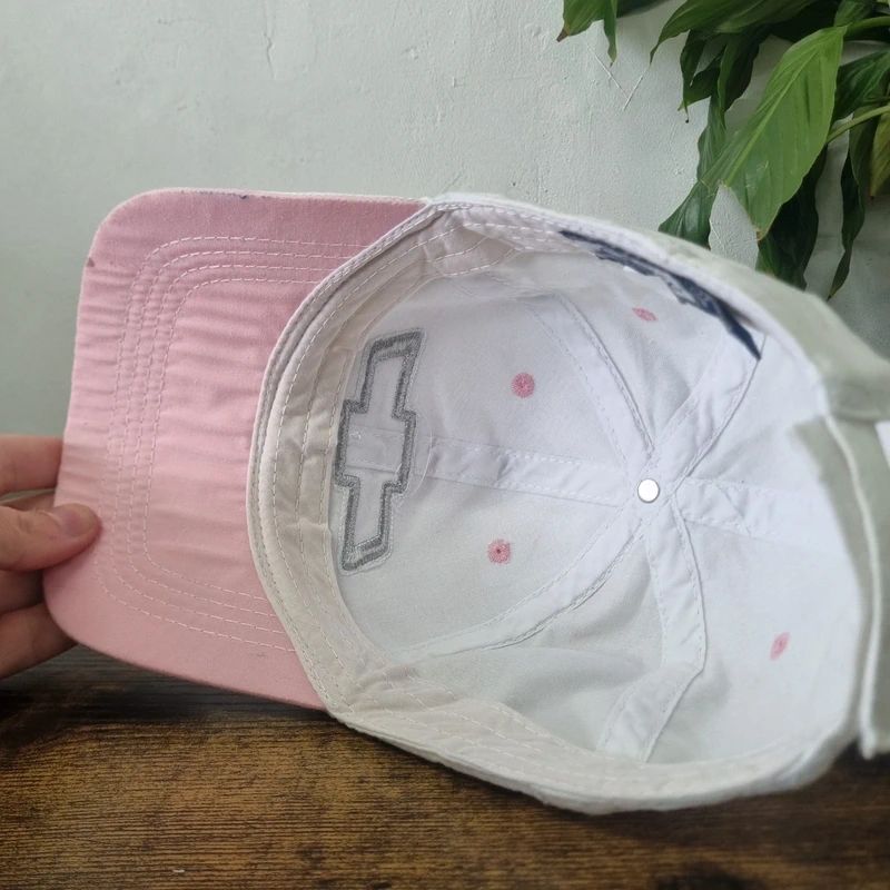 Vintage Chevrolet baseball Hat Snapback cap one size adjustable white pink y2k
