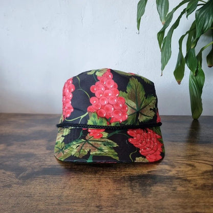 Vintage American Trucker Hat Snapback cap one size adjustable red green black grapes