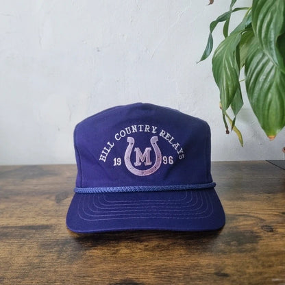 Vintage American Trucker Hat Snapback cap one size adjustable purple hill country