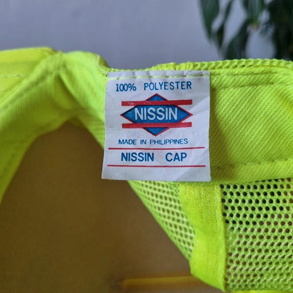 Vintage American Trucker Hat Snapback cap one size neon yellow tsmt Commitment to Excellence