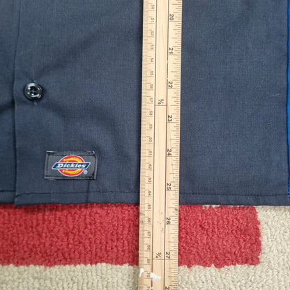 Vintage Dickies Boxy Fit Cropped Shirt Short Sleeve large plain grey Button Up Skater Y2K Surf