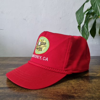 Vintage American Trucker Hat Snapback cap one size red Golden Tee golf monerey