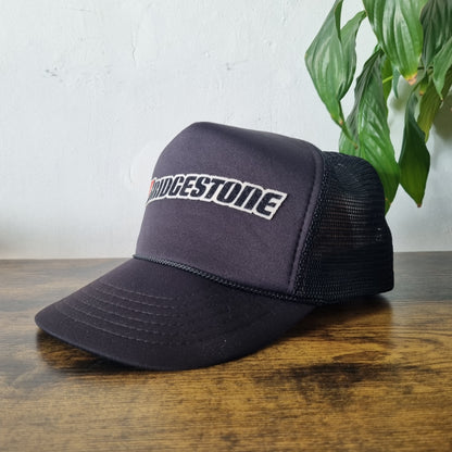 Vintage American Trucker Hat Snapback cap one size black Bridgestone tyre