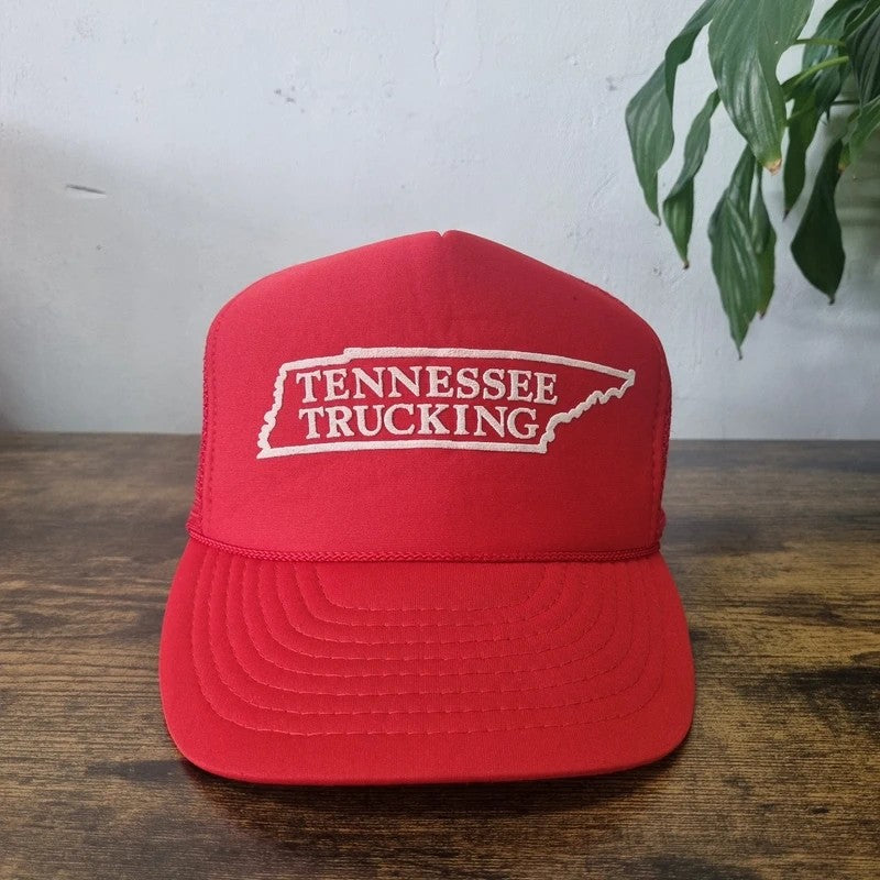 Vintage American Trucker Hat Snapback cap one size red Tennesse Trucking