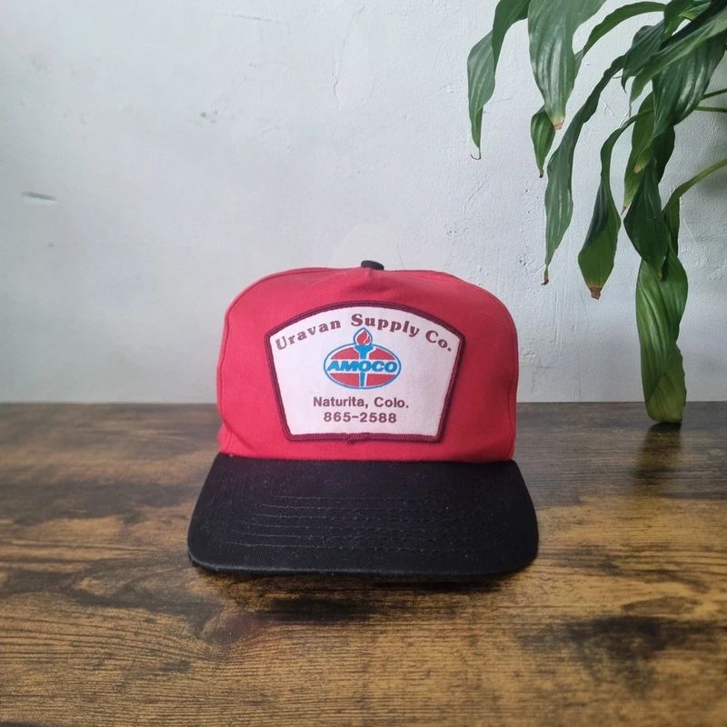 Vintage American baseball Hat Snapback cap one size adjustable Amoco Supply Co red