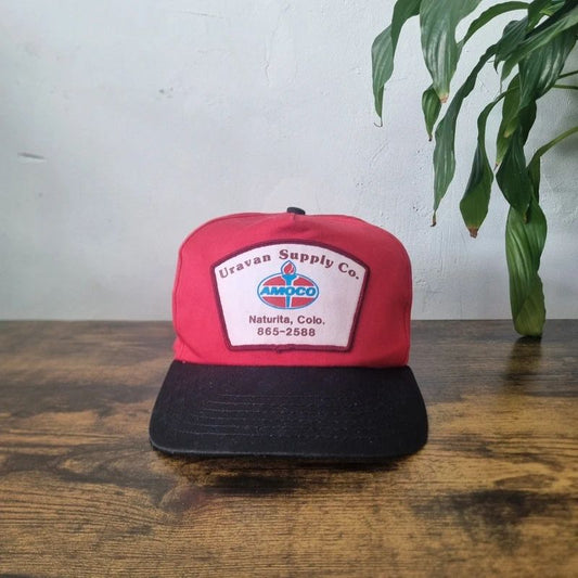 Vintage American baseball Hat Snapback cap one size adjustable Amoco Supply Co red
