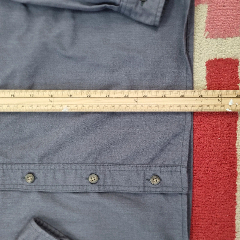 Carhartt FR Boxy Fit Cropped Shirt Long Sleeve large plain grey Button Up Skater Y2K