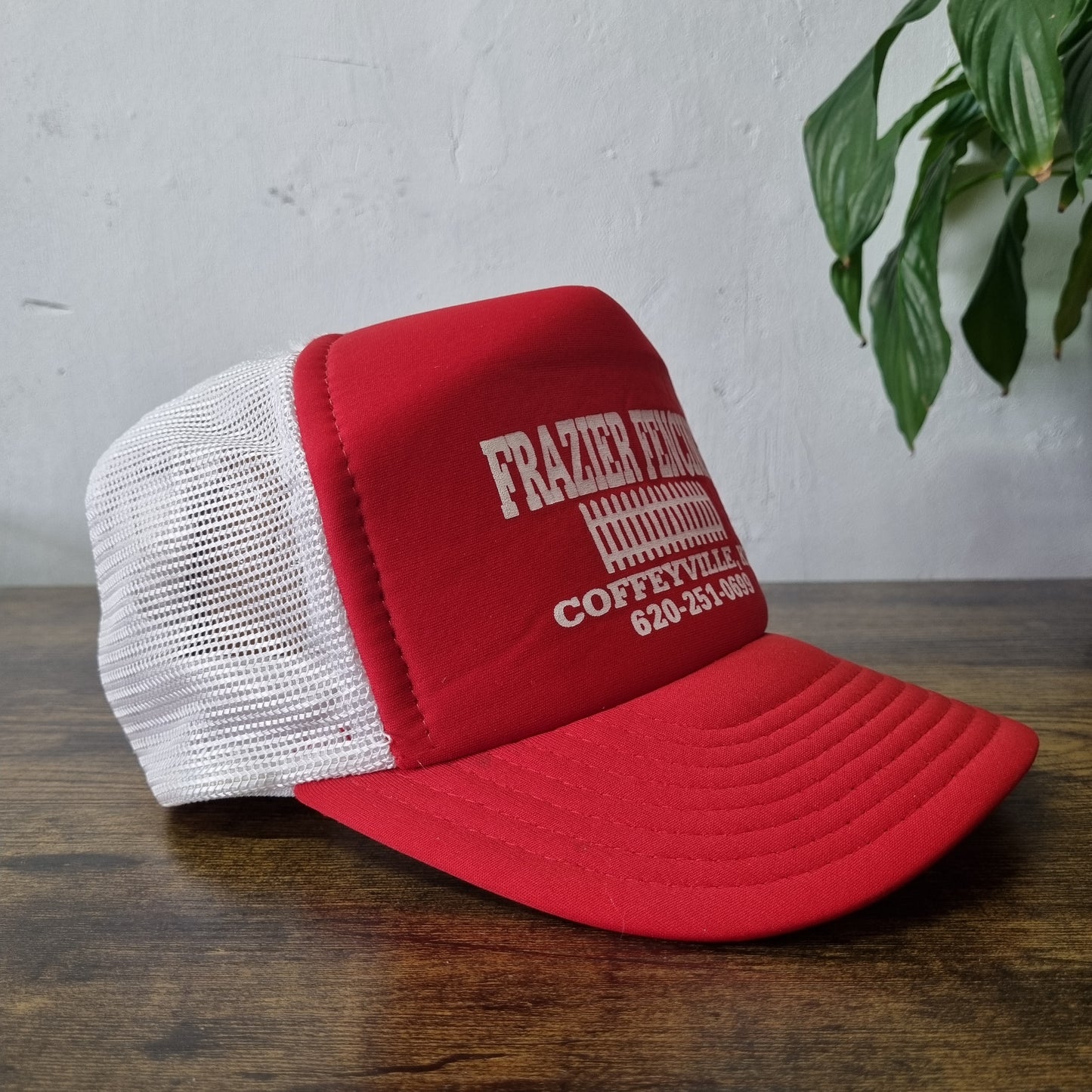 Vintage American Trucker Hat Snapback cap one size red white Frazer Fencing