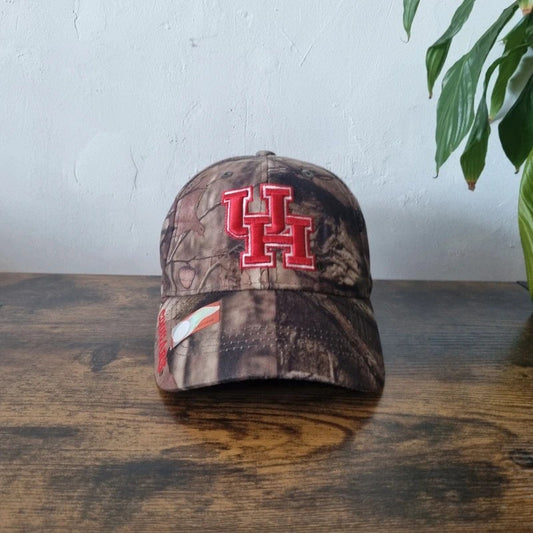 Vintage American Baseball Hat Snapback cap one size adjustable Houston Cougars khaki brown realtree