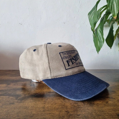 Vintage American Baseball Hat Snapback cap one size adjustable beige navy fishing