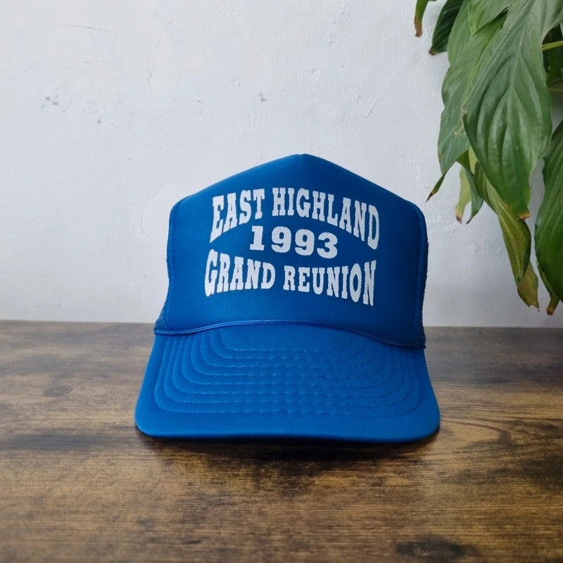 Vintage American Trucker Hat Snapback cap one size adjustable blue east Highland 93 grand reunion