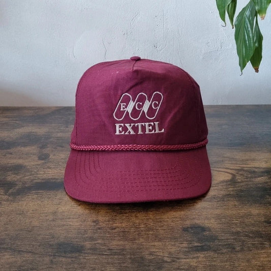 Vintage American Trucker Hat Snapback cap one size adjustable burgundy extel