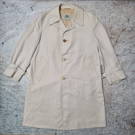 Aquascutum London England Trench Coat Mac Jacket Khaki Beige Mens Size 40