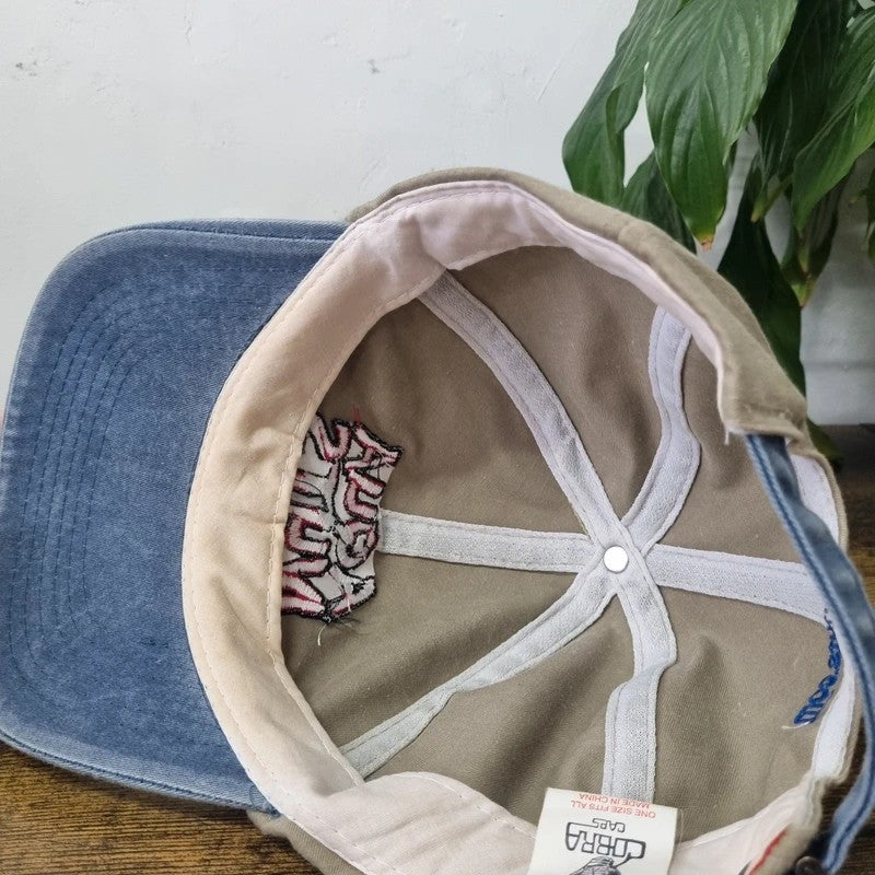 Vintage American Baseball Hat Snapback cap one size adjustable khaki blue Aqua Nuts