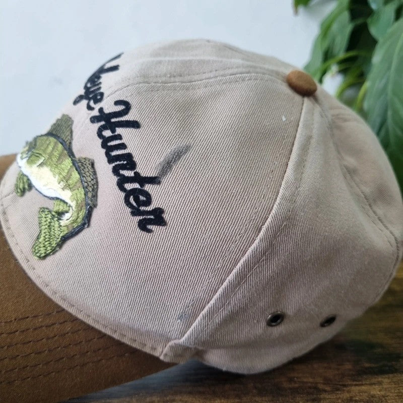 Vintage American Baseball Hat Snapback cap one size adjustable beige walley hunter fishing