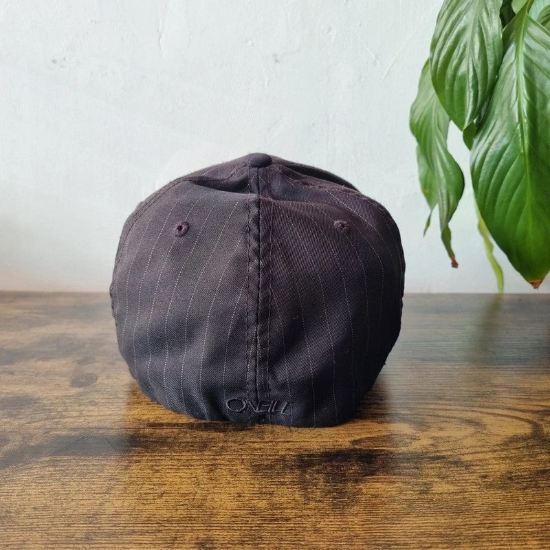 Vintage O'Neill Baseball Hat Snapback cap one size large XL black pinstripe fitted