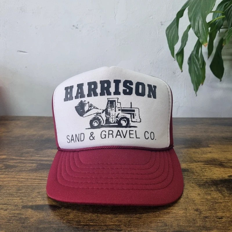 Vintage American Trucker Hat Snapback cap one size white burgundy digger harrison