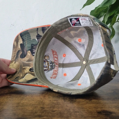 Vintage American Baseball Hat Snapback cap one size beige brown camo tommy knocker brewery