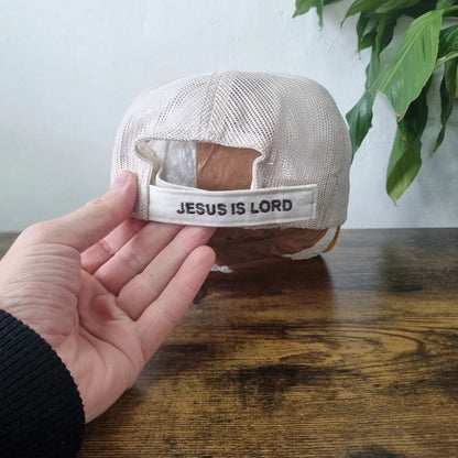 Vintage American baseball Hat Snapback cap one size adjustable yellow beige jesus genesis
