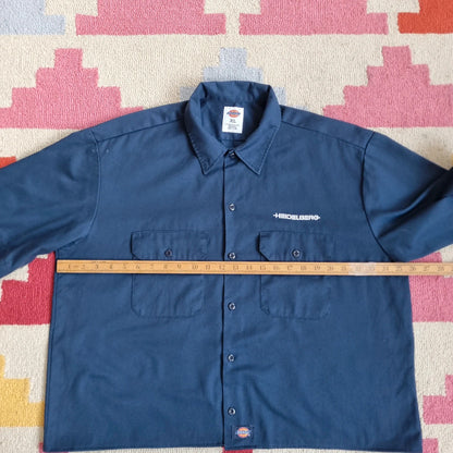 Vintage Dickies Boxy Fit Cropped Shirt Short Sleeve XL plain navy Button Up Skater Y2K Surf