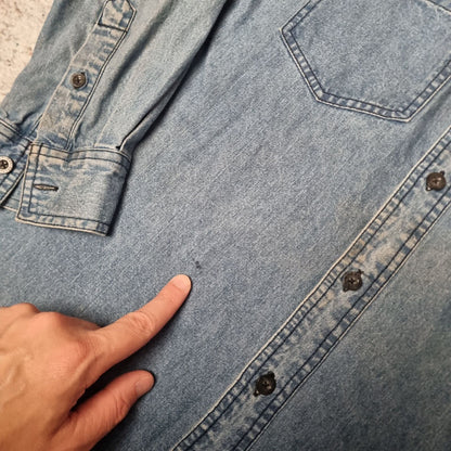 Harley Davidson Shirt Mens Denim Style Long Sleeve Overshirt - Blue - Size S