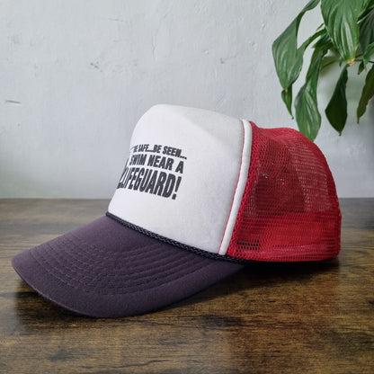 Vintage American Trucker Hat Snapback cap one size adjustable white red lifeguar