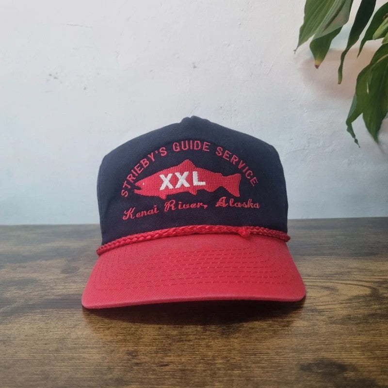 Vintage American Baseball Hat Snapback cap one size adjustable black red alaska fish
