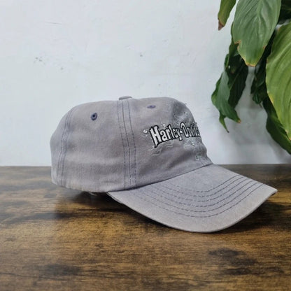 Vintage womens Harley Davidson Baseball Hat Snapback cap one size adjustable grey diamond