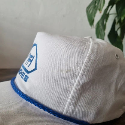 Vintage American Trucker Hat Snapback cap one size adjustable white Hughes