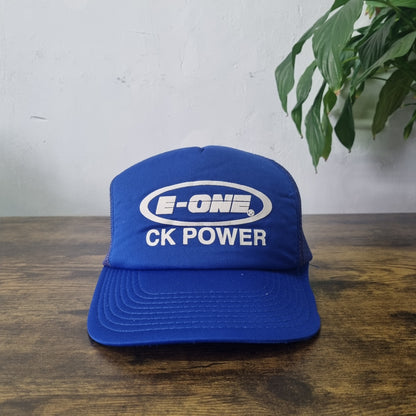 Vintage American Trucker Hat Snapback cap one size adjustable blue E-One CK powe