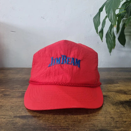 Vintage American Trucker Hat Snapback cap one size red Jim Beam promo