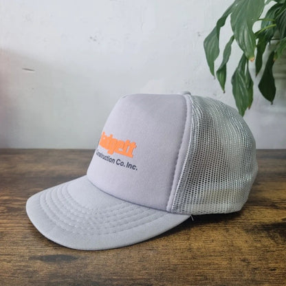 Vintage American Trucker Hat Snapback cap one size grey Badgett constructions